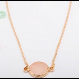 **2 for $15** Rose Quartz Druzy Crystal Gold Charm